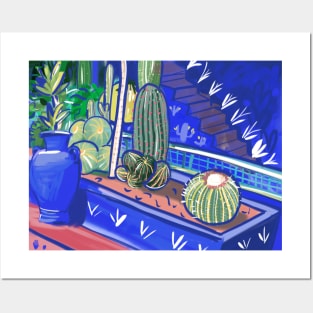 Blue cactus style Posters and Art